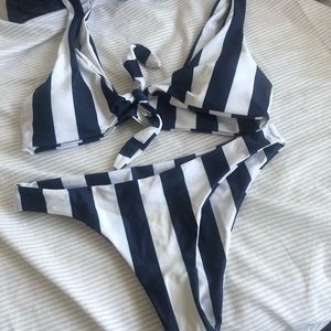 Navy and White Stripe Bikini
